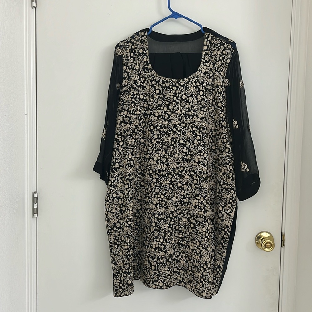 Floral Black and Cream Women Salwar